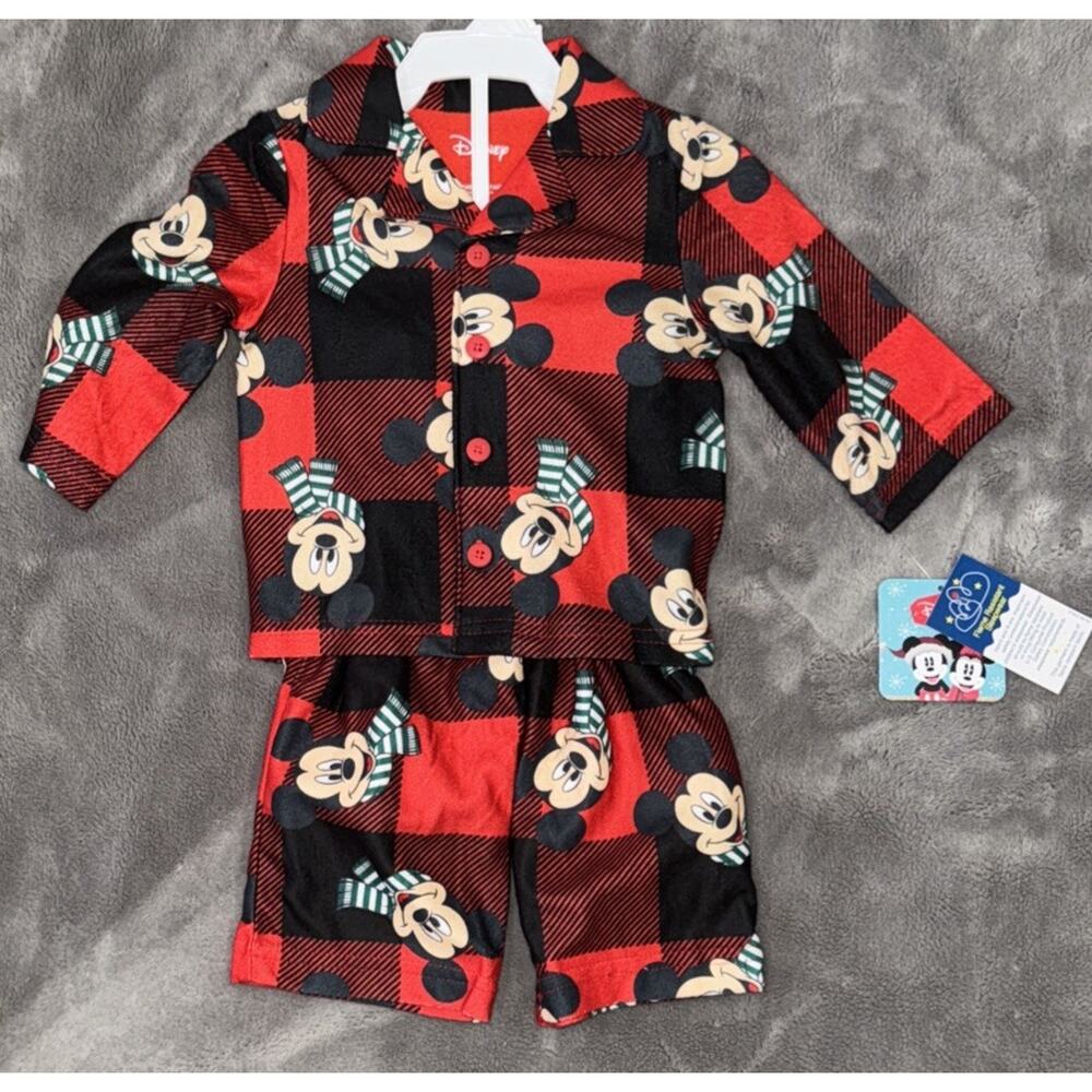 Mickey Mouse 2‎ Piece Pajama Set Size 12 Months red black
